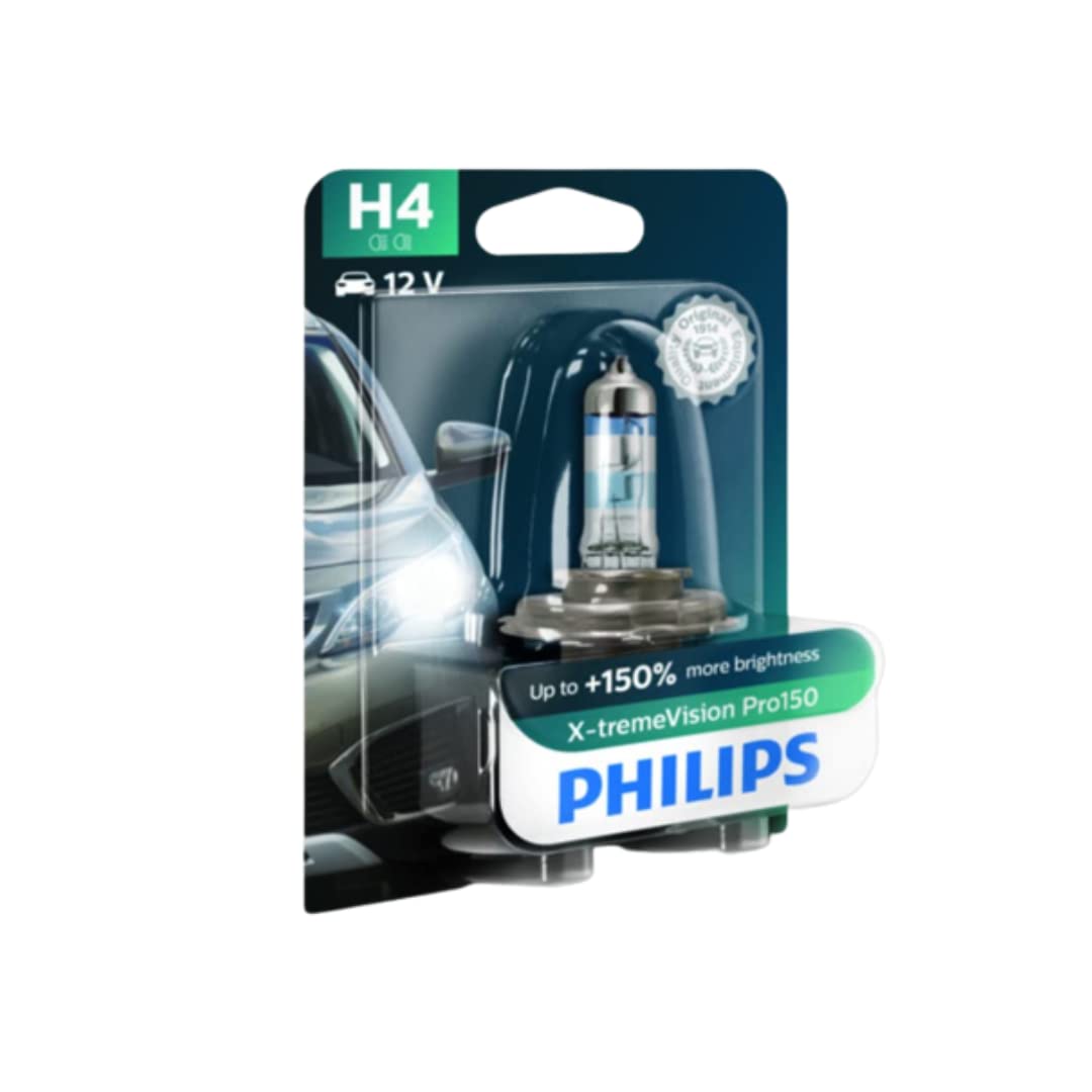Philips H4 12V P43T Base  Halogen Light For Car, Headlight bulb , Pack of 1