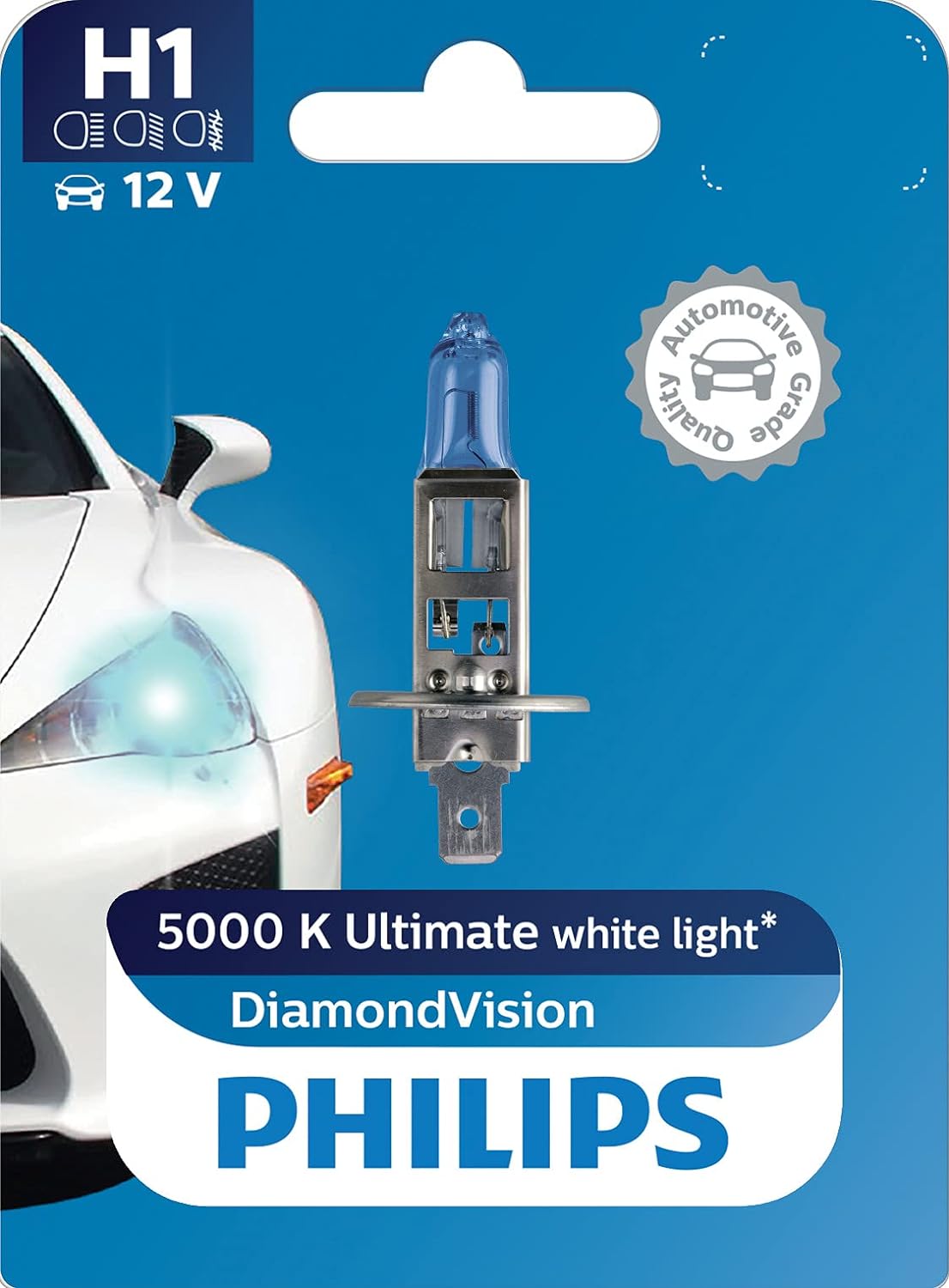 Philips H1 12V Halogen Light For Car, Headlight bulb , Pack of 1
