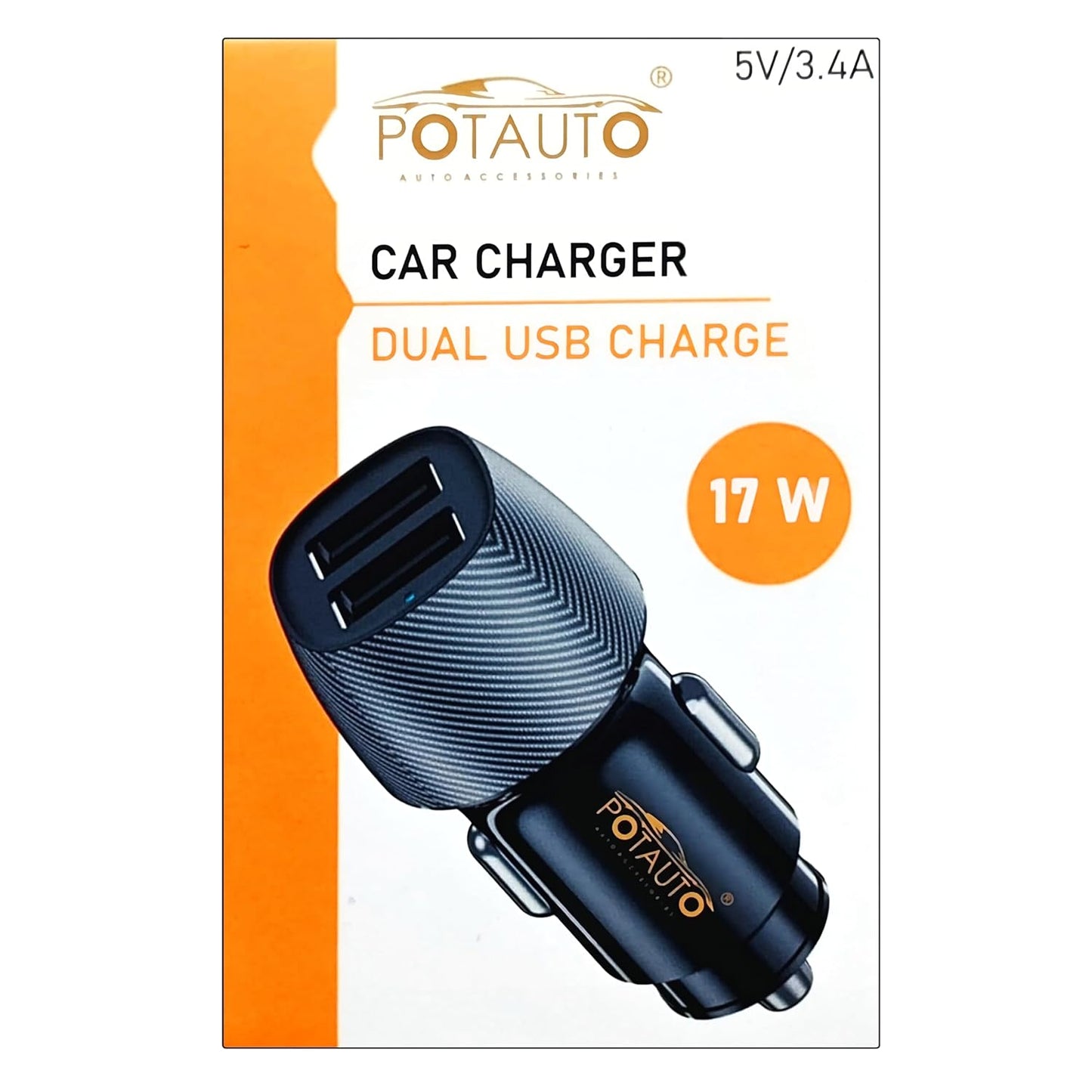 POTAUTO Fast Car Charger Adapter with Dual Output. Quick Charge Compatible for iPhone, All Smartphones, Tablets & More - VTL WORLD